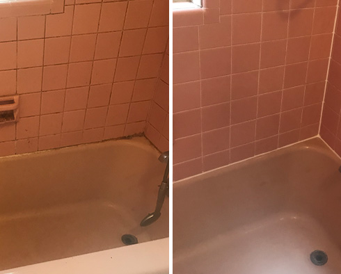 Shower Before and After a Professional Grout Cleaning in Claymont
