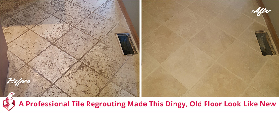 A Professional Tile Regrouting Made This Dingy, Old Floor Look like New