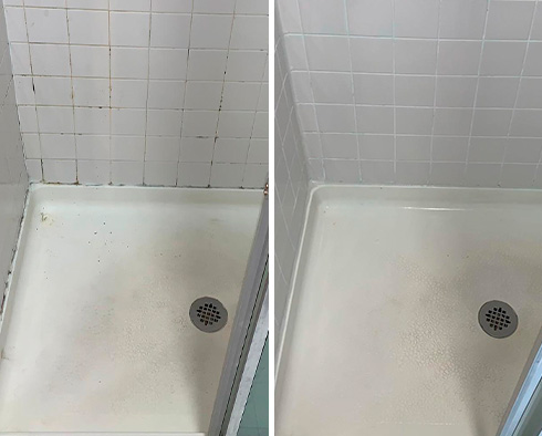 Before and After Picture of a Grout Cleaning Service in Newark, DE