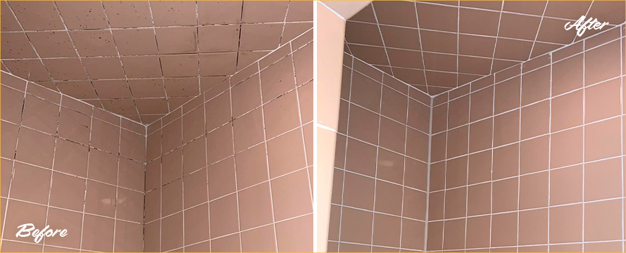 Before and After Image of a Grout Cleaning in Newark, DE