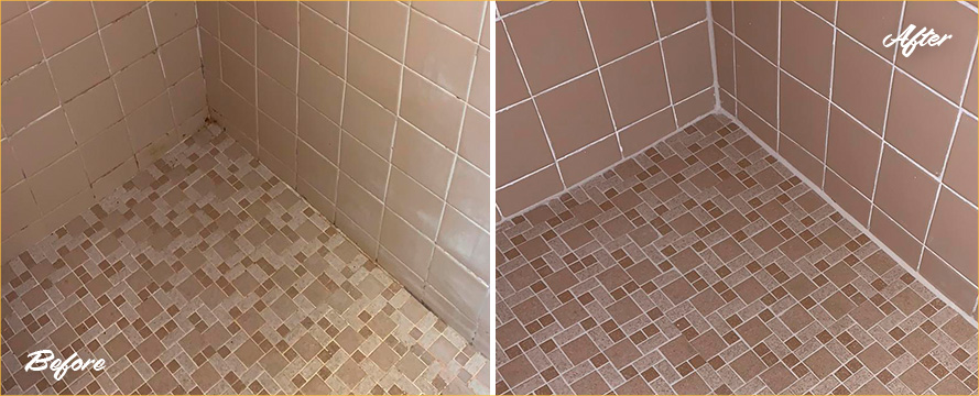 Before and After Picture of a Grout Cleaning in Newark, DE