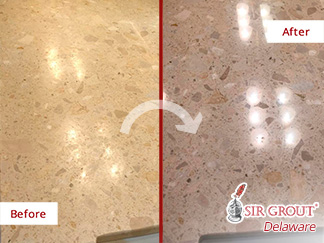 Image of a Countertop Before and After a Stone Sealing in Townsend, DE