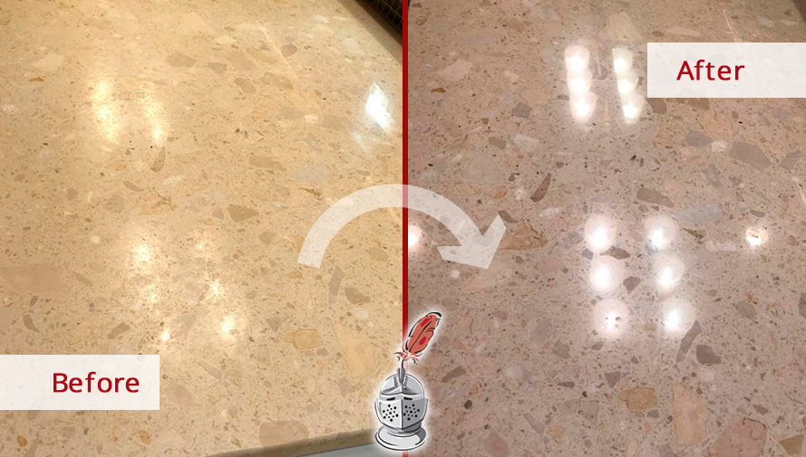 Image of a Kitchen Countertop Before and After a Stone Sealing in Dover, DE
