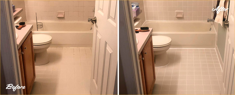 Bathroom Floor and Shower Before and After Services from our Fenwick Island Tile and Grout Cleaners