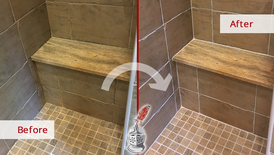 Shower Before and After a Superb Grout Sealing in Kirkwood, DE